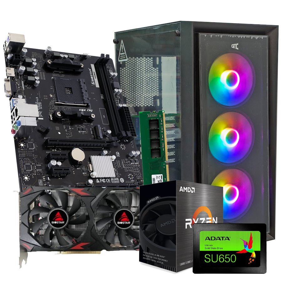 GNC GAMER SUPER SONIC AMD Ryzen 5 5500, A520, RX 580 8 GB, 16GB DDR4, SSD 480GB, PSU 550W, kući&scaron;te gaming