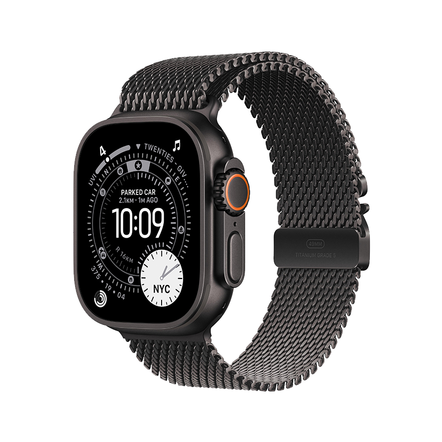 Apple Watch Ultra 3 49mm Black Titanium Case Milanese Loop M MF1Q4AF/A