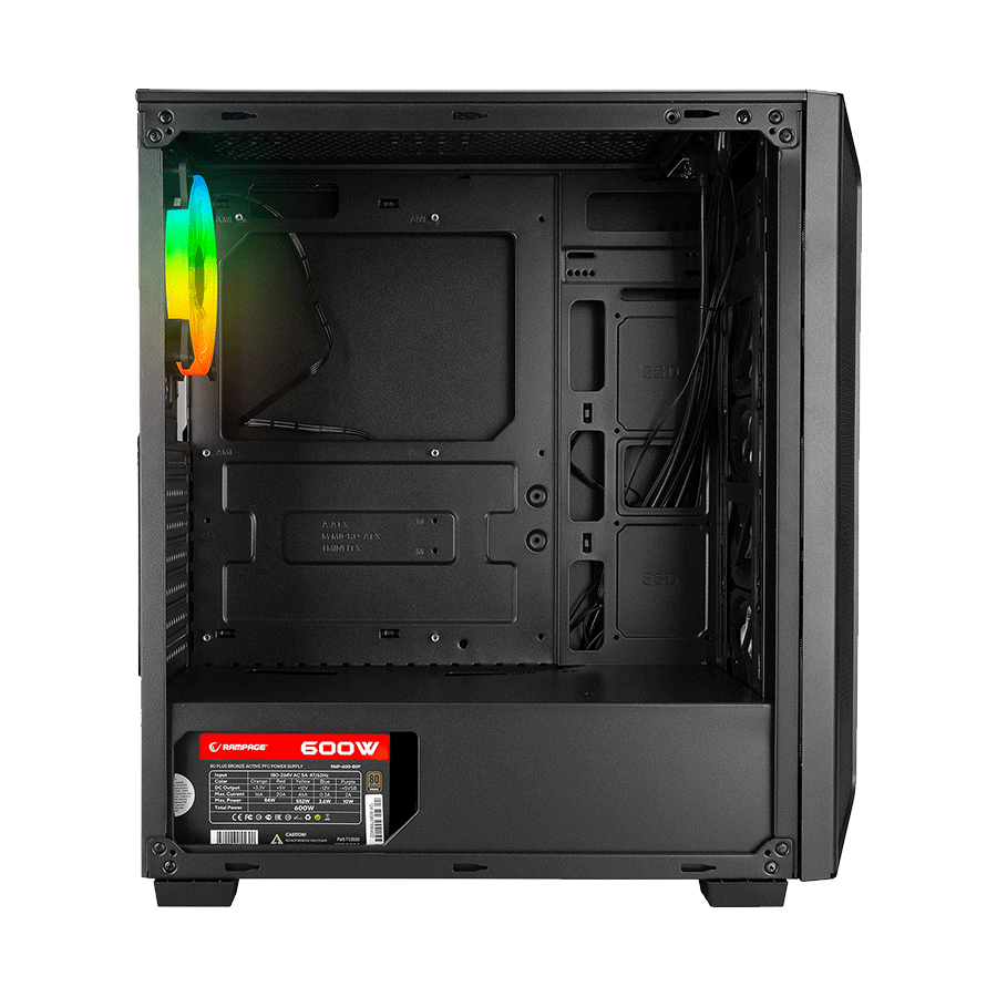 Kući&scaron;te gaming RAMPAGE HYDRA V2 BLACK Tempered Glass Type-C+USB3.0 4*ARGB Infinity Fan+Hub E-ATX Exclusive Gaming, 39989 - slika 3