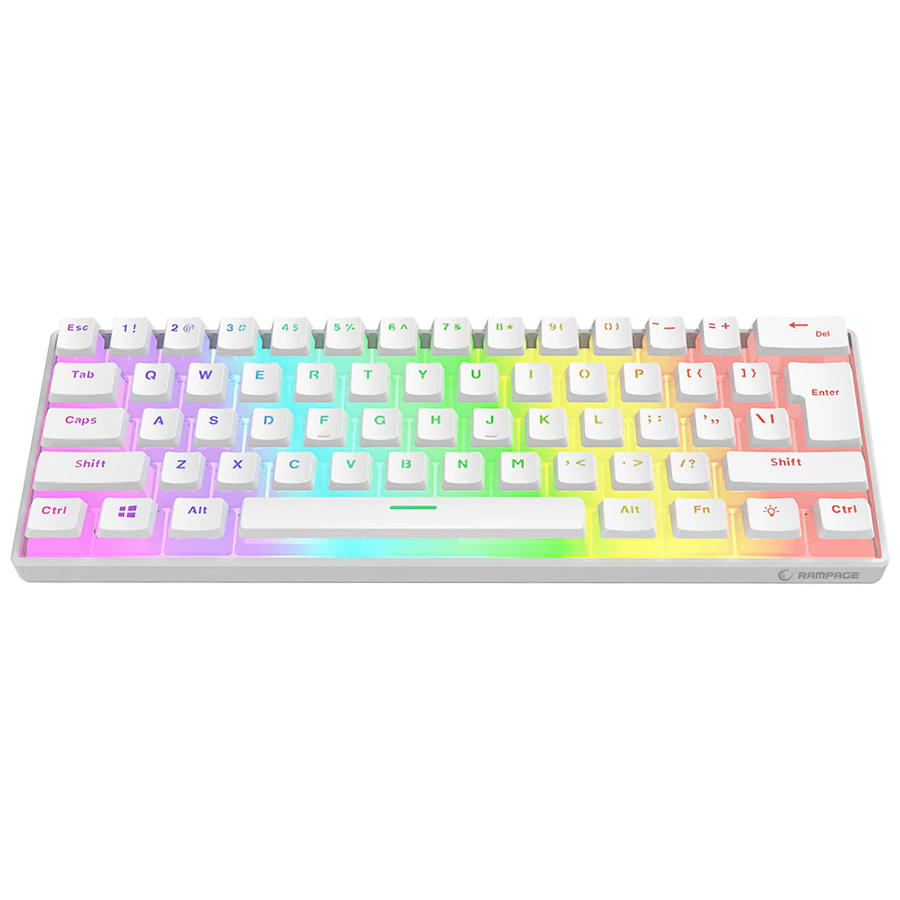 Tastatura gaming RAMPAGE RADIANT K11 white, red switch, Type-C, RGB,  US Layout, pudding keycaps, 38969 - slika 3