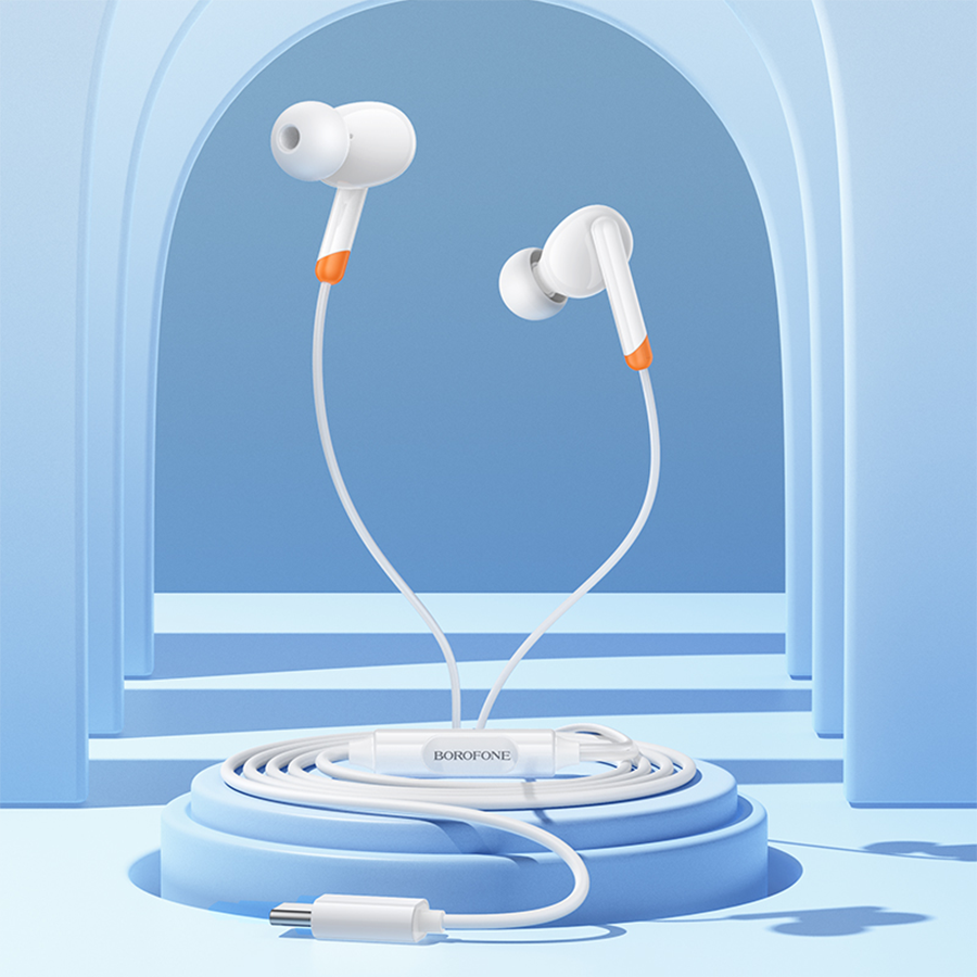 Slu&scaron;alice sa mikrofonom Type-C BOROFONE BM92 Refined universal earphones with microphone Type-C white - slika 3
