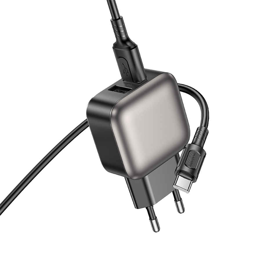 USB punjač sa kablom 1m USB to Type-C BOROFONE BAS51A Absolute dual-port charger set Type-C black - slika 3
