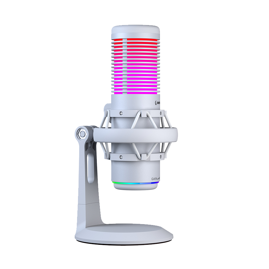 Mikrofon gaming RAMPAGE BEMOL RGB White Microphone with Shock Mount and Pop Filter for Gaming, Streaming, Podcasts, 41148