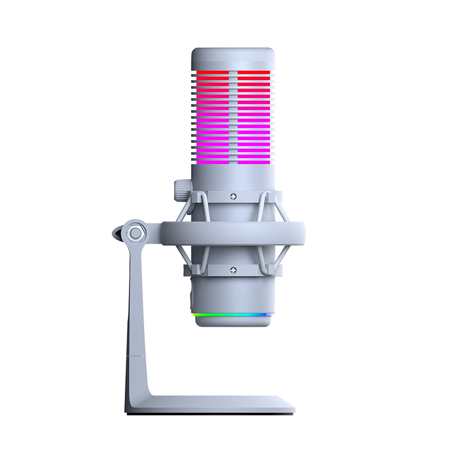 Mikrofon gaming RAMPAGE BEMOL RGB White Microphone with Shock Mount and Pop Filter for Gaming, Streaming, Podcasts, 41148 - slika 2