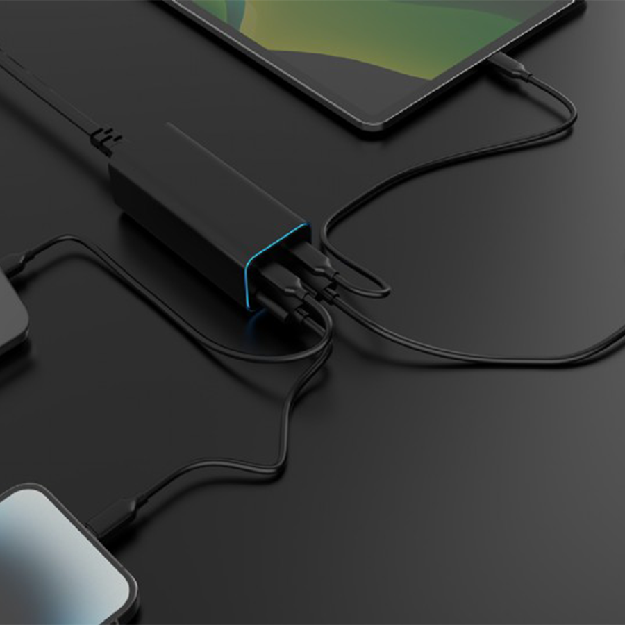 USB punjač 2xType-C + 2xUSB-A 4-port 100 W GaN USB PowerDelivery fast charger, black, GEMBIRD, TA-UC-2A2C-PD100-01-BK - slika 2