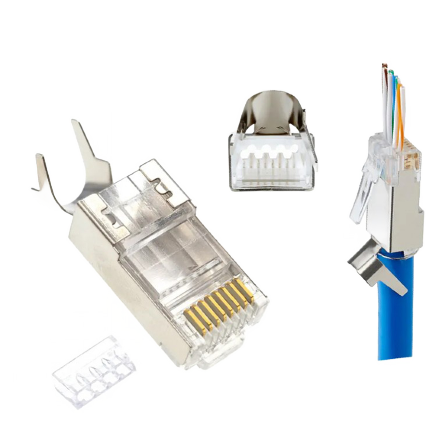 Konektor 10 komada GEMBIRD LC-PTF7-01/10, Shielded modular CAT7, pass-through type plug 15u" gold, plated - slika 2