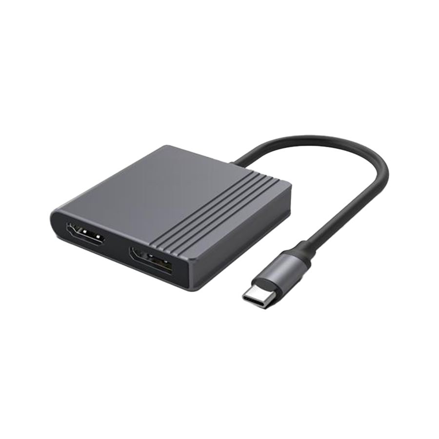 USB adapter Type-C to HDMI i  DiplayPort adapter 4K 60Hz, black, GEMBIRD, A-CM-HDMIFDPF-01