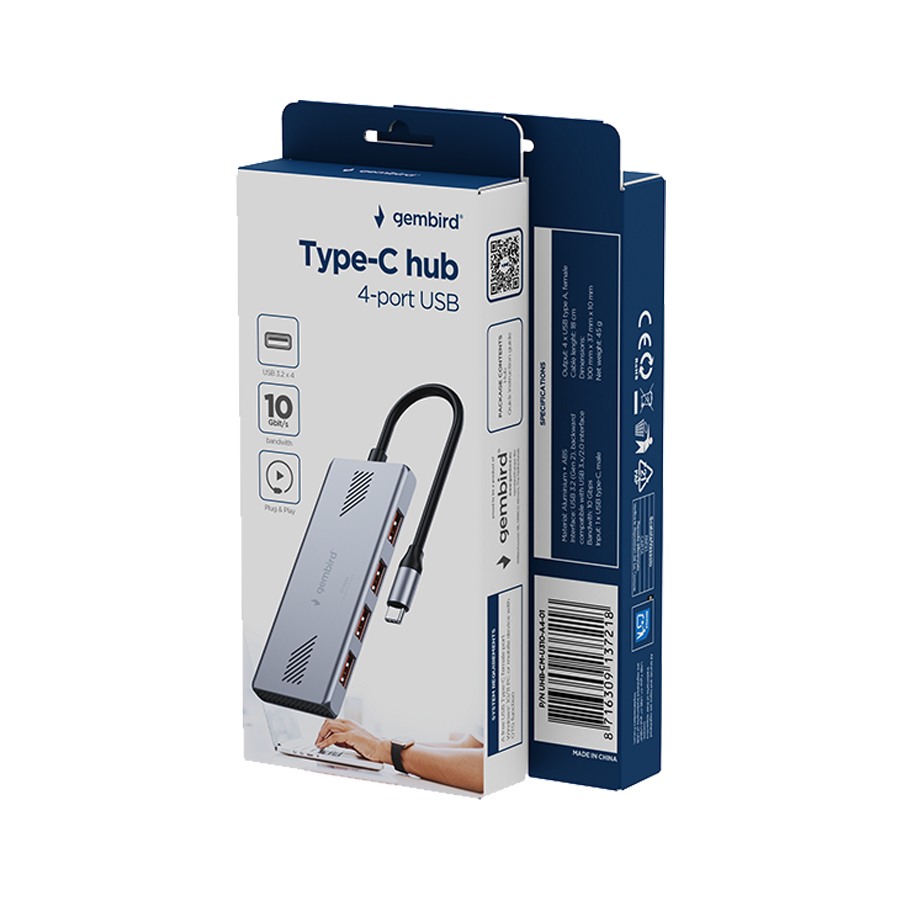 USB HUB GEMBIRD Type-C to 4-port USB 3.2 (Gen 2) UHB-CM-U310-A4-01 - slika 2