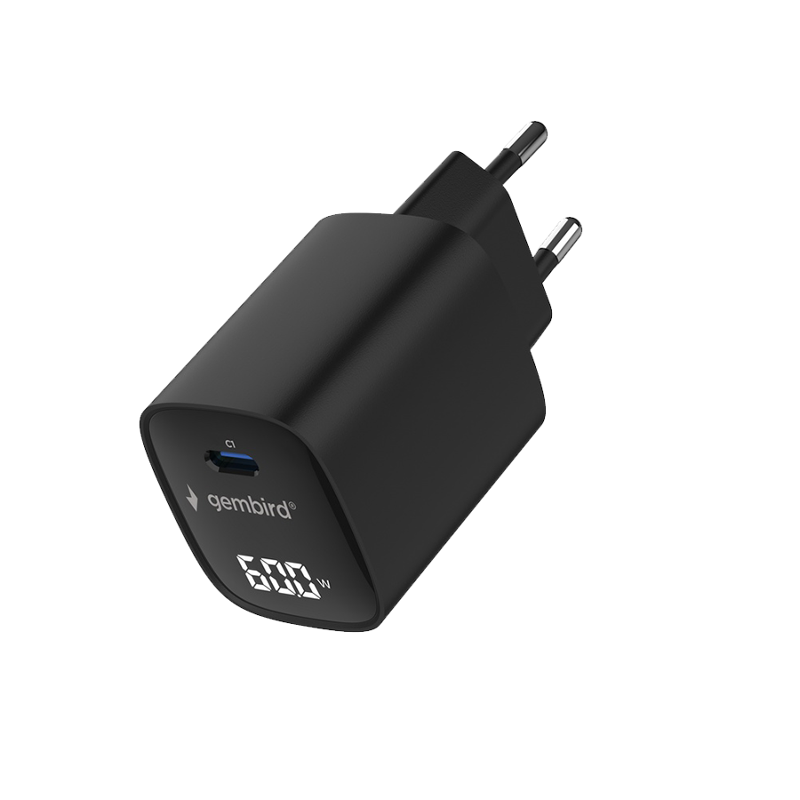 USB punjač Type-C fast charger, 60W USB LCD, black, GEMBIRD, TA-UC-1C-PD60LCD-01-BK - slika 2