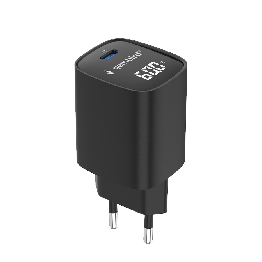 USB punjač Type-C fast charger, 60W USB LCD, black, GEMBIRD, TA-UC-1C-PD60LCD-01-BK - slika 3