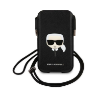 ORIGINAL KARL LAGERFELD TORBICA SAFFIANO IKONIK KARL`S HEAD KLHCP12MOPHKHK 6,1 INČA CRNA