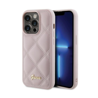 ORIGINALNA FUTROLA GUESS SA PRO&Scaron;IVENIM METALNIM LOGOTIPOM GUHCP15LPSQSQSP ZA IPHONE 15 PRO ROZA