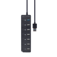 USB HUB 7-portni (1 x USB 3.1 + 6 x USB 2.0) sa prekidačima, crni UHB-U3P1U2P6P-01