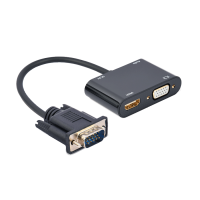 Video adapter VGA to HDMI + VGA adapter 0.15 m, black, GEMBIRD A-VGA-HDMI-02