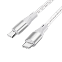USB kabal BOROFONE BX96 Ice crystal 60W, 3A silicone charging data cable 1m, Type-C to Type-C gray