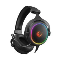 Slu&scaron;alice sa mikrofonom gaming RAMPAGE ONYX-S Black USB 7.1 Version RGB Led Headset on line led and volume Controller