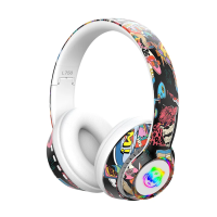 Slu&scaron;alice bluetooth L750 HiFi RGB stickerbomb design, white