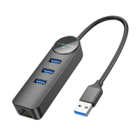 USB HUB + GLAN Ethernet Adapter BOROFONE DH6 Erudite 4-in-1, USB3.0x3 +RJ45 