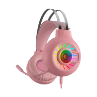 Slu&scaron;alice sa mikrofonom gaming  RAMPAGE RM-K44 ZENGIBAR Pink 7.1 Surround RGB Light Effect, 36019