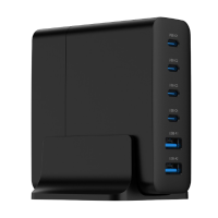 Power station USB brzi/quick punjač GEMBIRD, 6-port 75W GaN USB fast charger, black, Type-C, USB, TA-UC-2A4C-PD75-01-BK