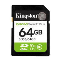 SD card Kingston 64 GB SDS3/64GB  Class10 Canvas Select Plus SD adapter;100MBs Read,Class 10 UHS-I