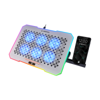 Postolje za notebook gaming Rampage S48 FREEZ Silver 10 Mode RGB 70*70*10MM*6 Fan 9"-17" Notebook Cooler Stand, 40724