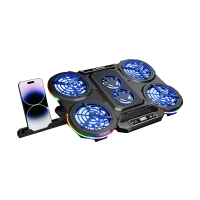 Postolje za notebook gaming Rampage PROTE R6 RGB Lighted Notebook Cooler Stand with Phone Holder and 6 Fans, 39395
