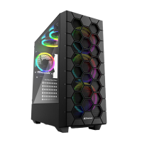 Kući&scaron;te SHARKOON gaming, RGB HEX bk ATX, Tempered Glass, ventilator 4x120mm, black