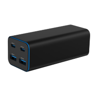 USB punjač 2xType-C + 2xUSB-A 4-port 100 W GaN USB PowerDelivery fast charger, black, GEMBIRD, TA-UC-2A2C-PD100-01-BK